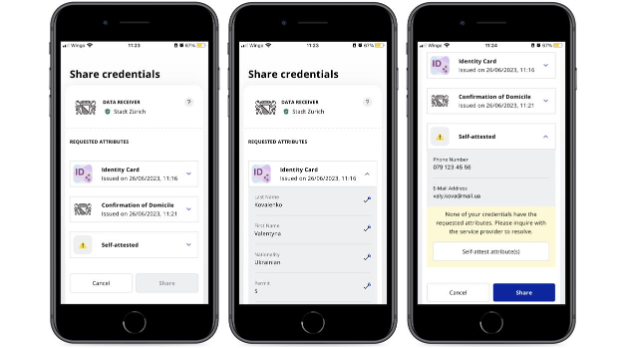 Refugees can get and share their documents using their digital wallet.